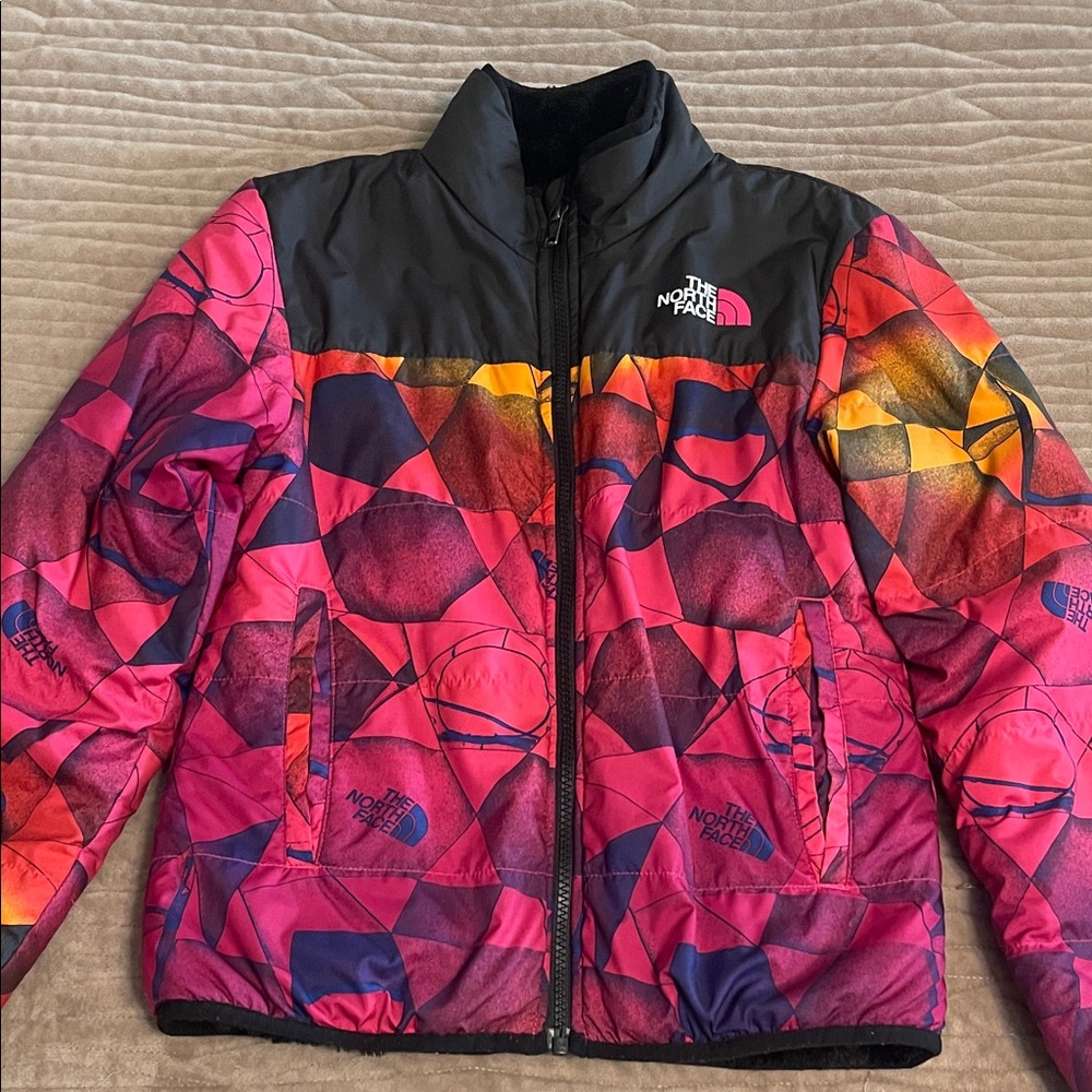 The North Face Kids Reversible Vibrant Pink and Black Puffer Jacket